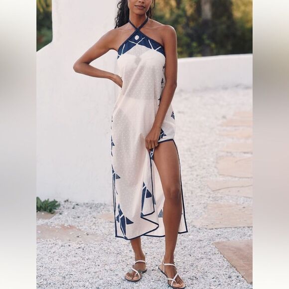 FARM Rio  x Anthropologie Graphic  Halter Dress - Picture 1 of 4